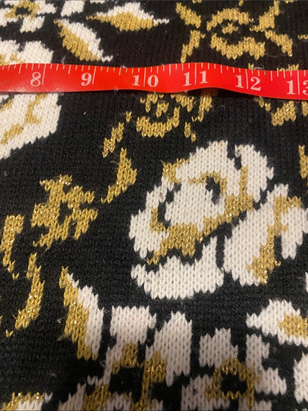 EXCHANGE Black Knit Sweater with White and Gold Floral Jacquard - Picture 5 of 8